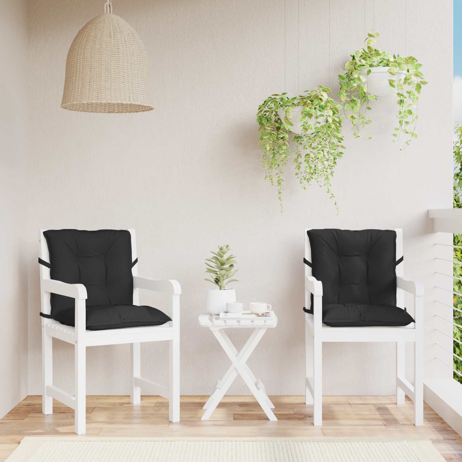 Niedriglehner Stuhlkissen Set 2 stk. Polyester Melange Schwarz