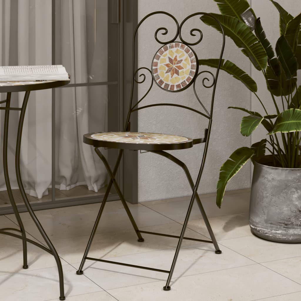 Klappstühle, 2 Stück, Terrakotta und weiße Keramik