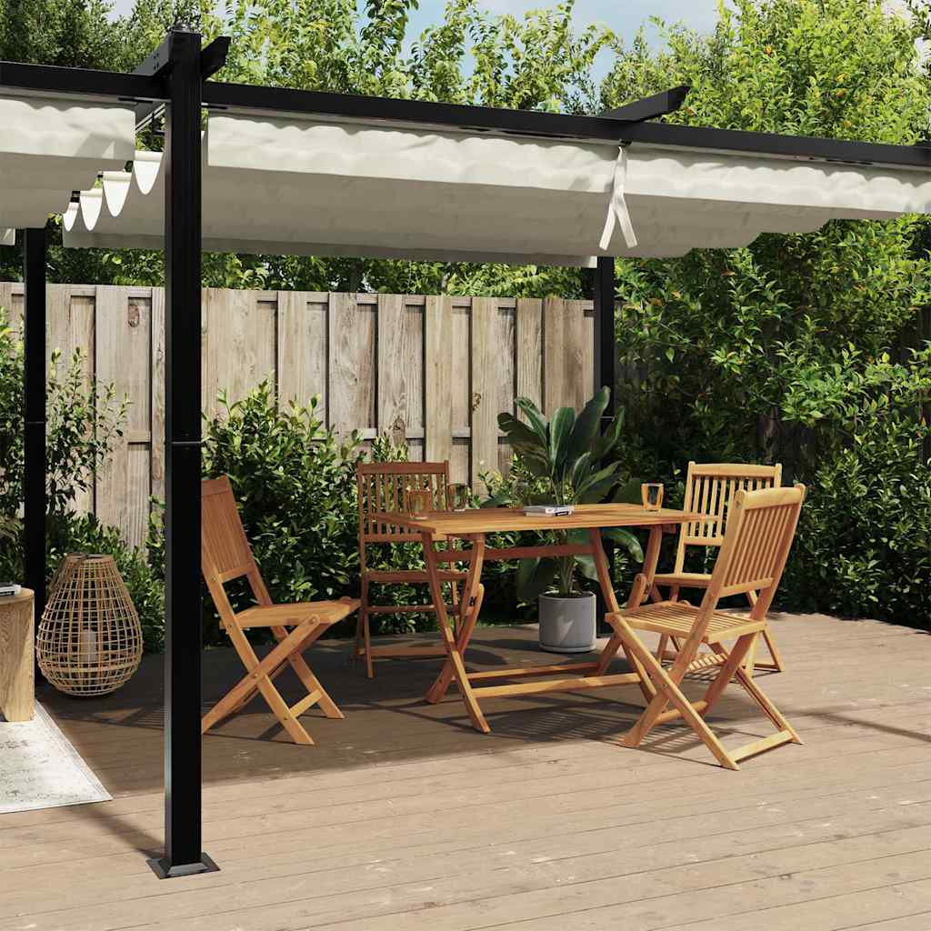 Gartenpavillon mit Ausziehbarem Dach Creme 3x6 m Aluminium