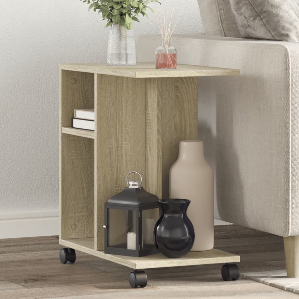 Beistelltisch mit Rollen Sonoma-Eiche 50x30x55 cm Holzwerkstoff