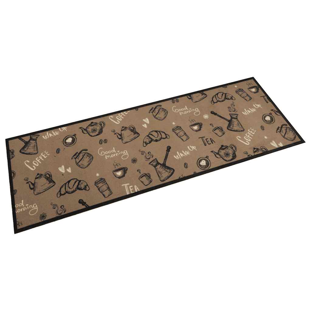 Küchenteppich Waschbar „Morning“-Aufdruck Braun 60x180 cm Samt