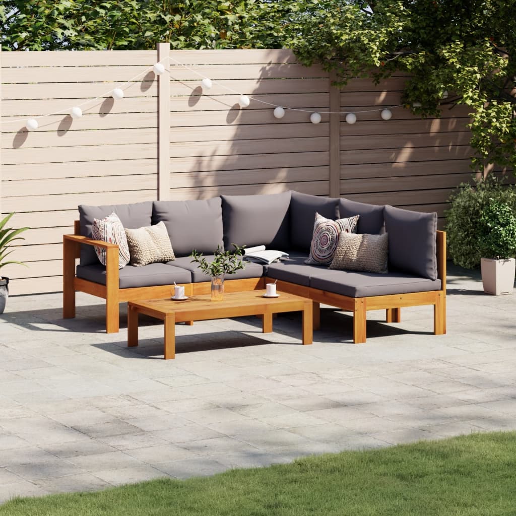 4-tlg. Garten-Sofagarnitur mit Kissen Massivholz Akazie