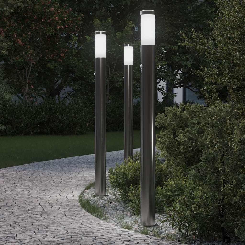 Pollerleuchten mit Sensor 3er 110 cm Edelstahl IP44
