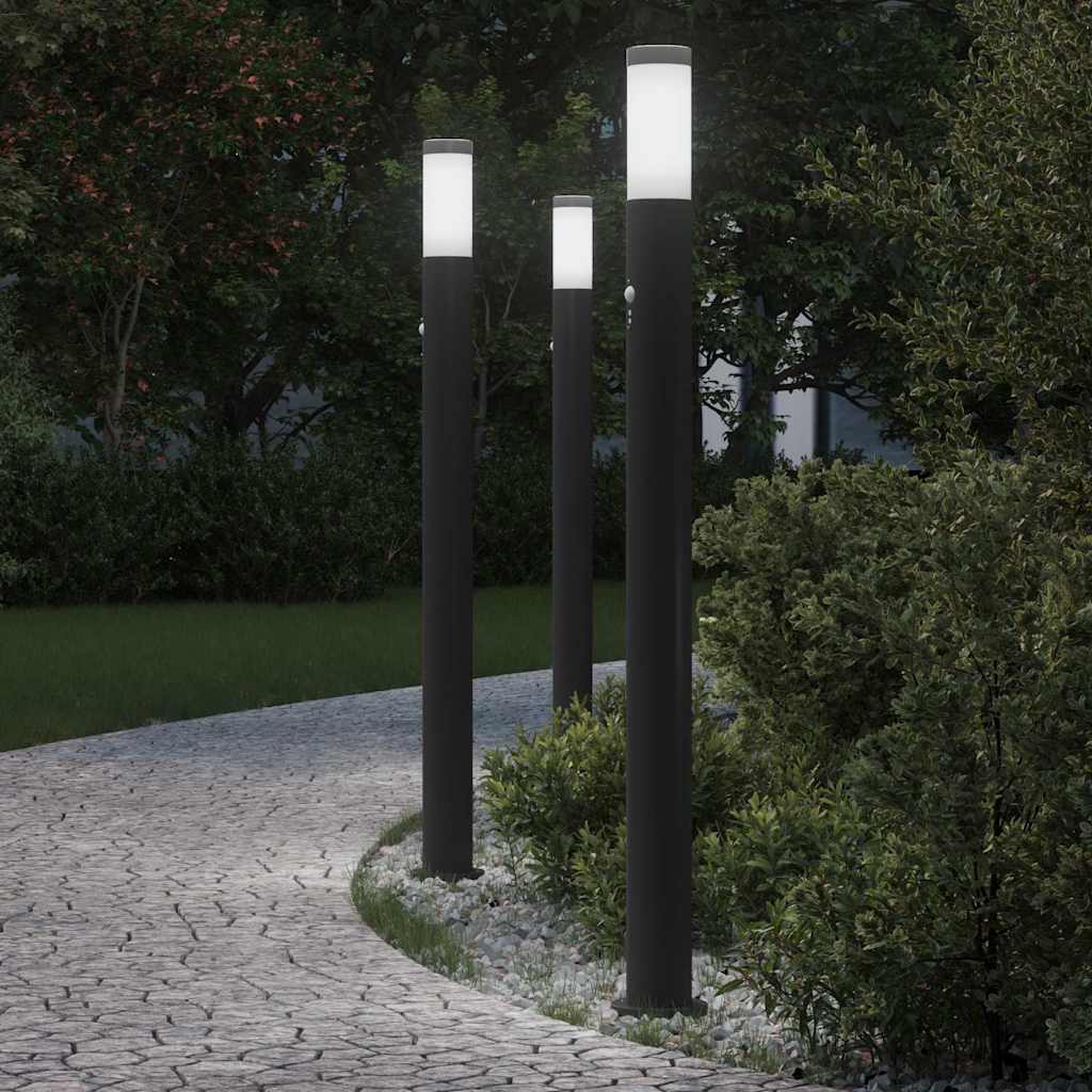 Pollerleuchten mit Sensor 3er 110 cm Edelstahl IP44