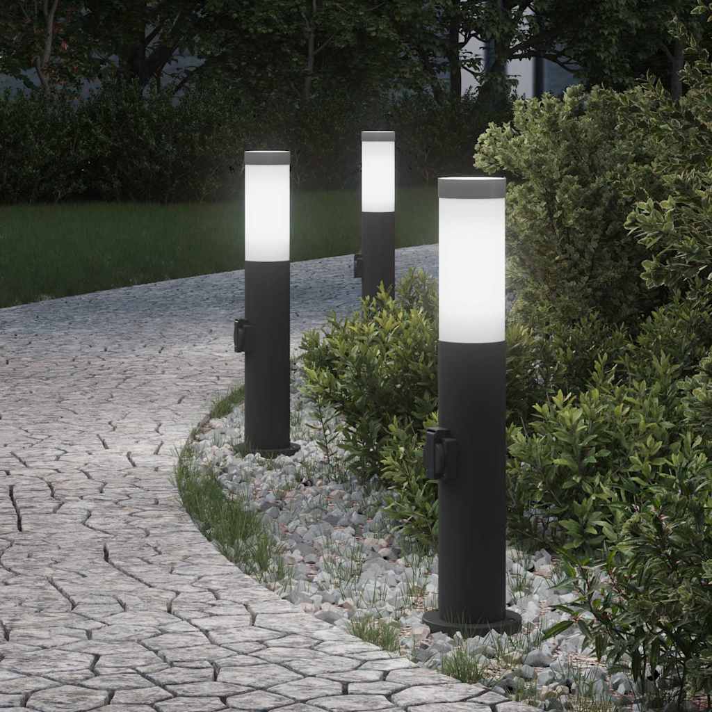 Pollerleuchten mit Auslass 3er 50 cm Edelstahl IP44