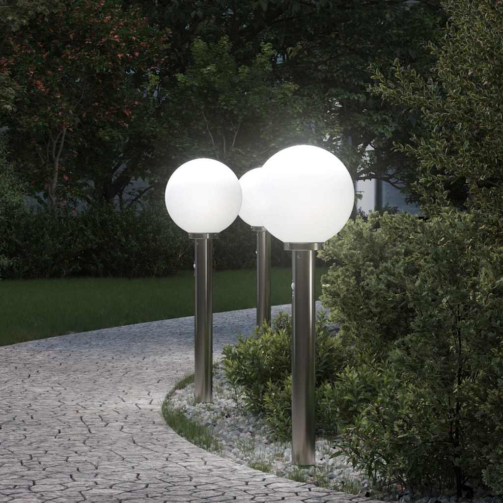 Pollerleuchten mit Sensor 3 Stk. 80 cm Edelstahl IP44