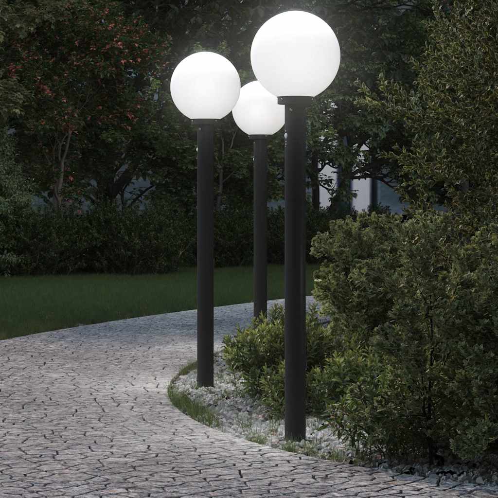 Pollerleuchten mit Sensor 3 Stk. 120 cm Schwarz IP44