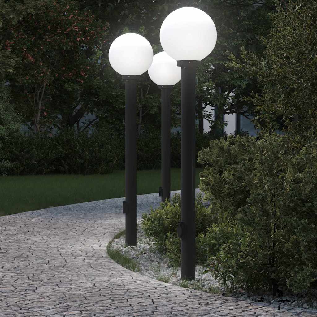 Pollerleuchten mit Steckdose 3 Stk. 120 cm Schwarz IP44