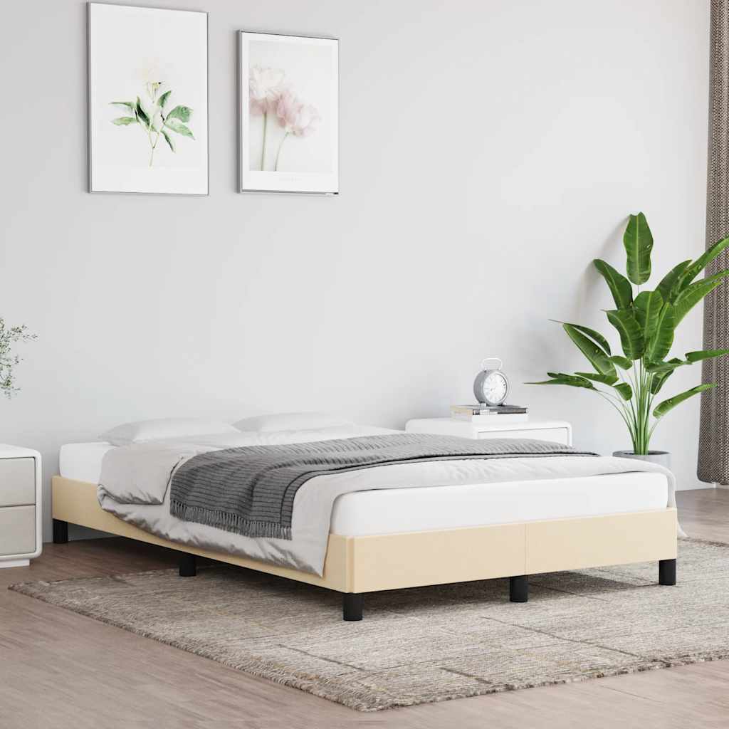 Bettgestell ohne Matratze Creme 120x190 cm Stoff