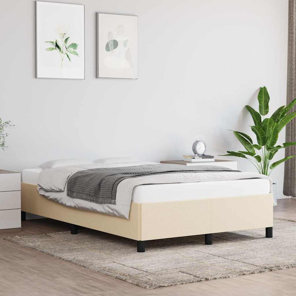Bettgestell ohne Matratze Creme 120x190 cm Stoff