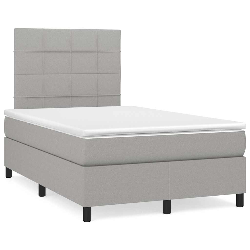 Boxspringbett mit Matratze & LED Hellgrau 120x190 cm Stoff