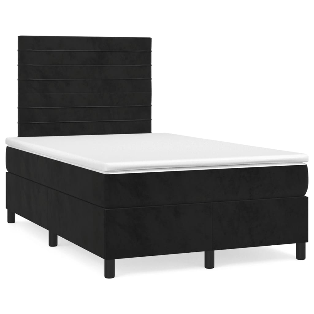 Boxspringbett mit Matratze & LED Schwarz 120x190 cm Samt
