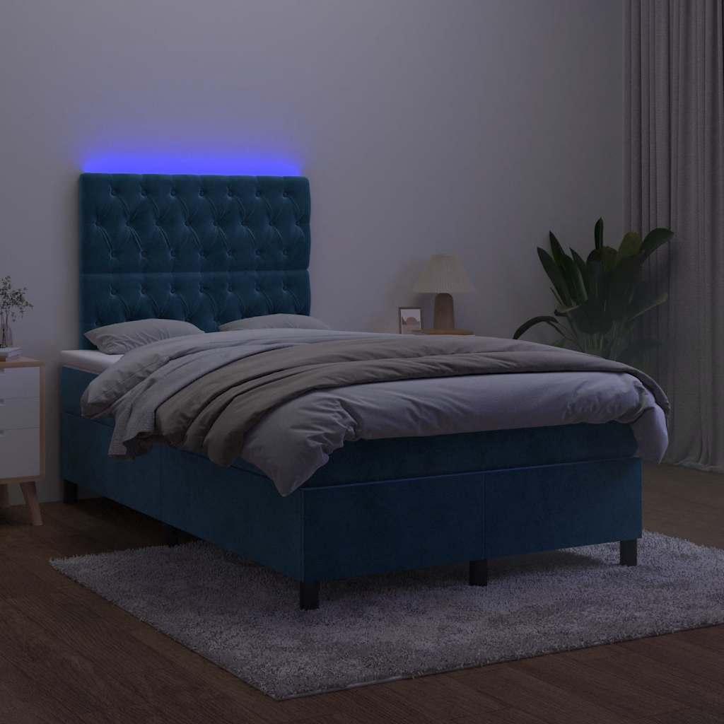 Boxspringbett mit Matratze & LED Dunkelblau 120x190 cm Samt