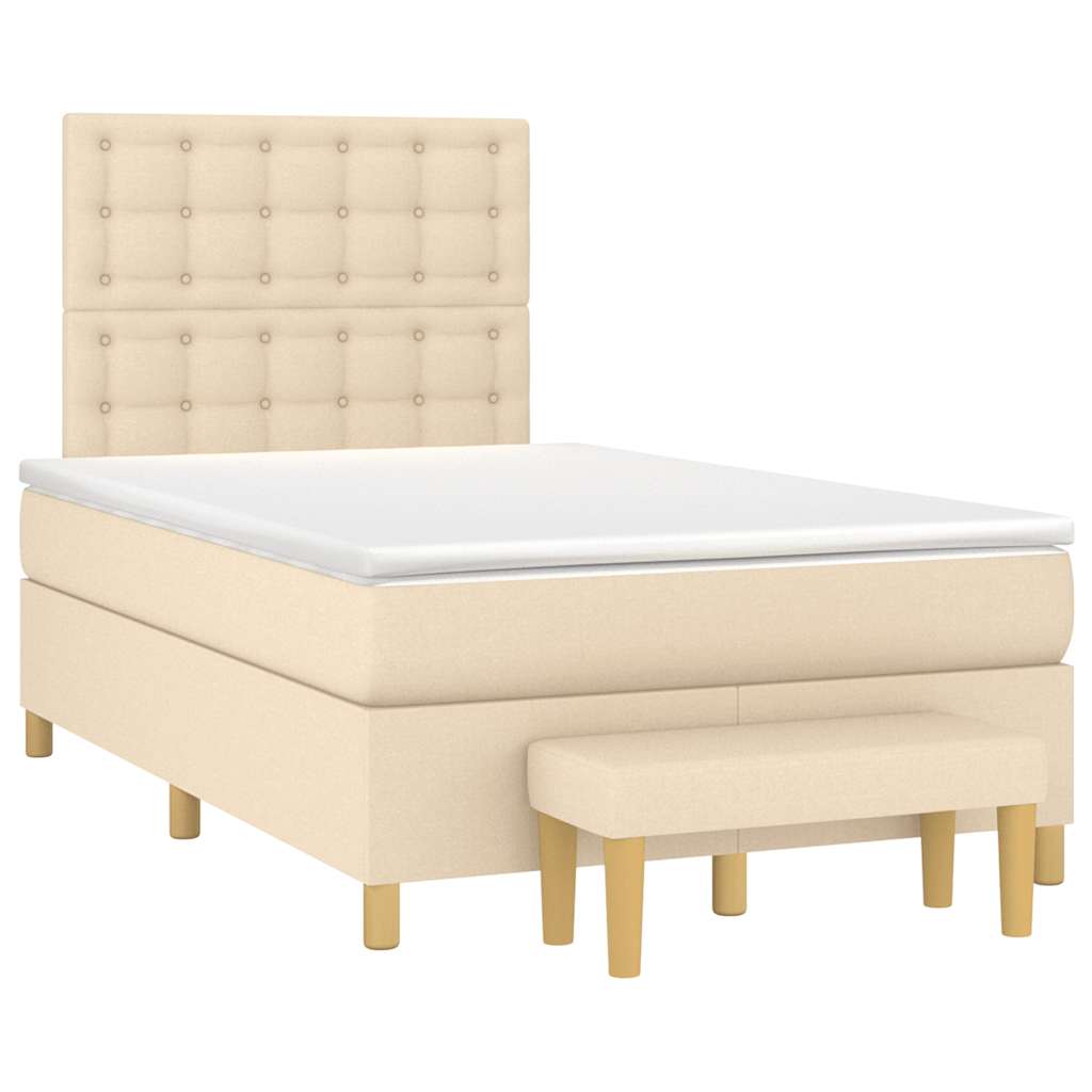 Boxspringbett mit Matratze Creme 120x190 cm Stoff