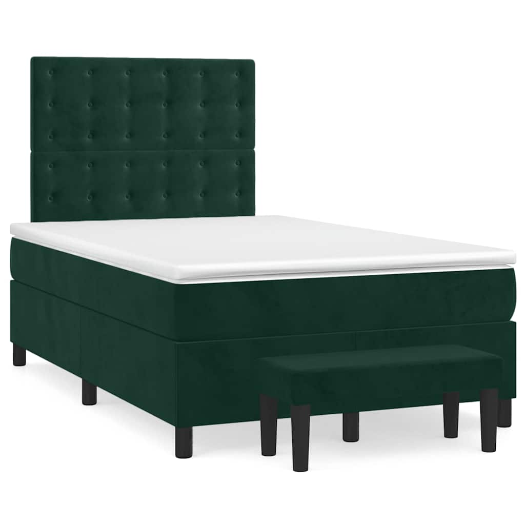 Boxspringbett mit Matratze Dunkelgrün 120x190 cm Samt