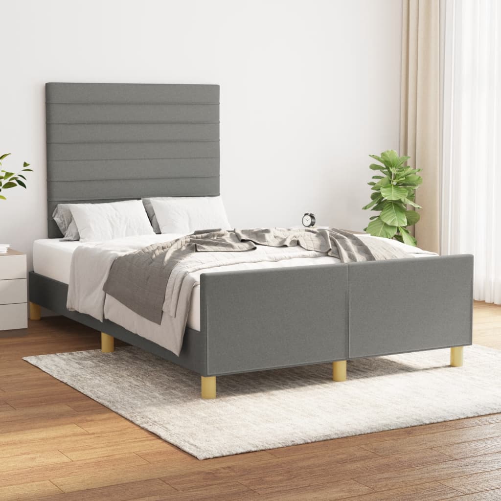 Bettgestell ohne Matratze Dunkelgrau 120x190 cm Stoff