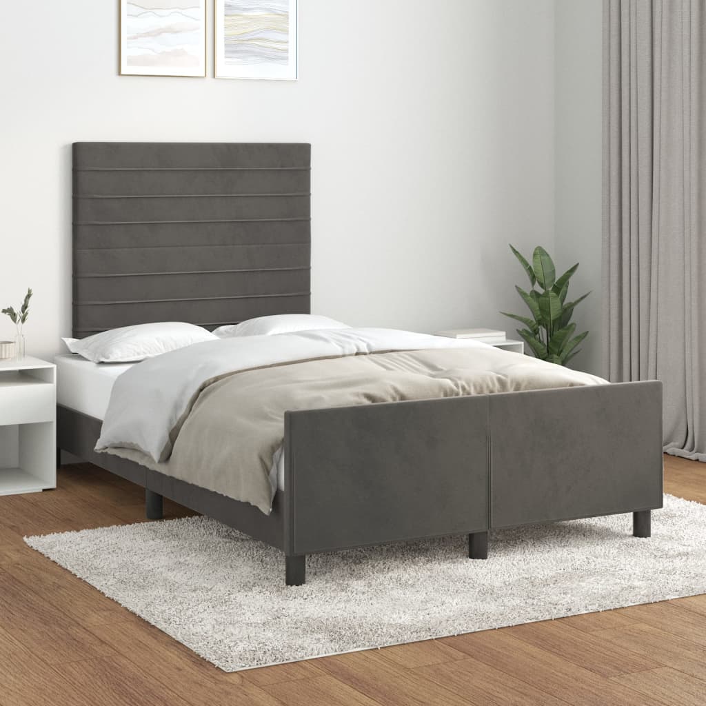 Bettgestell ohne Matratze Dunkelgrau 120x190 cm Samt