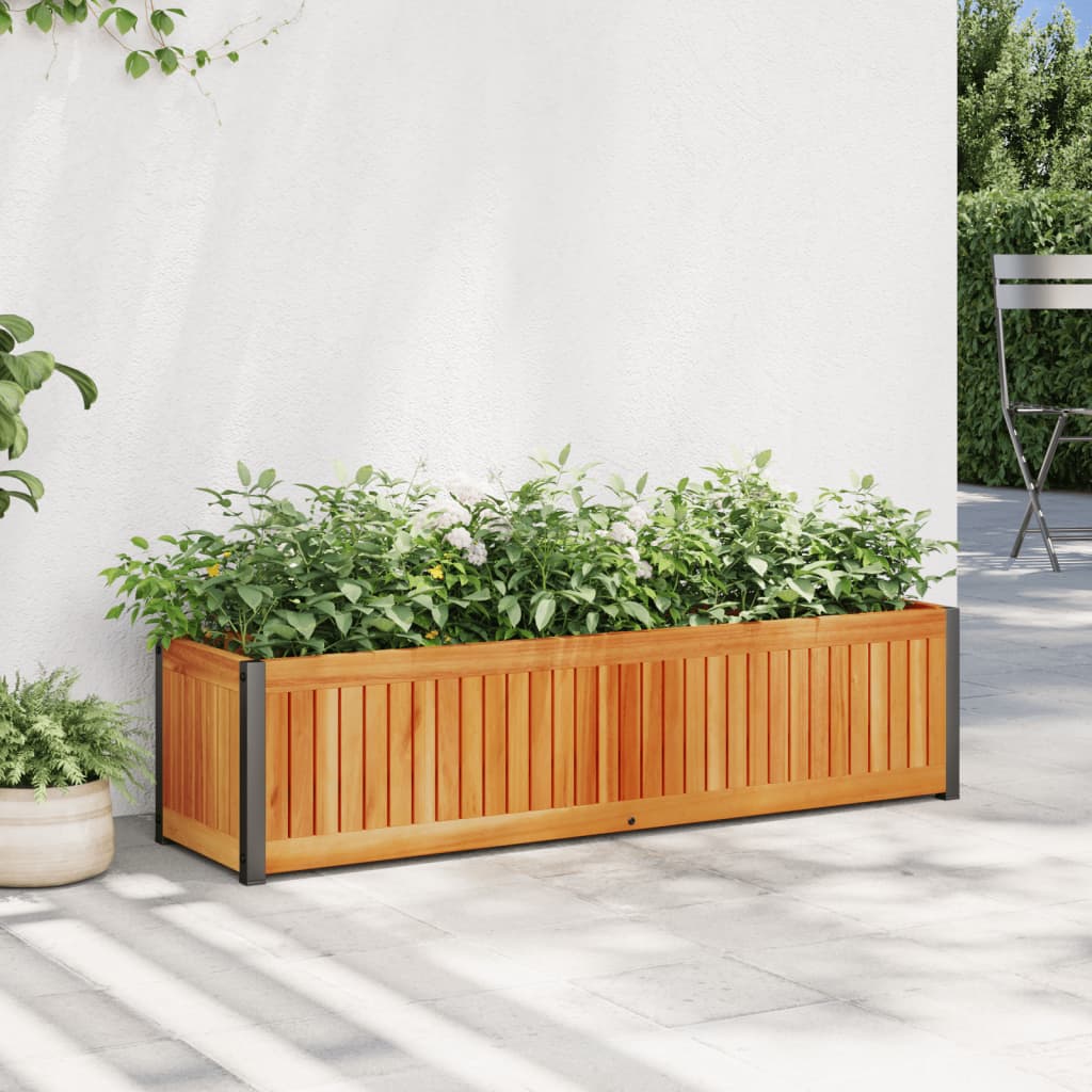 Pflanzkübel 110x30x27,5 cm Massivholz Akazie und Stahl