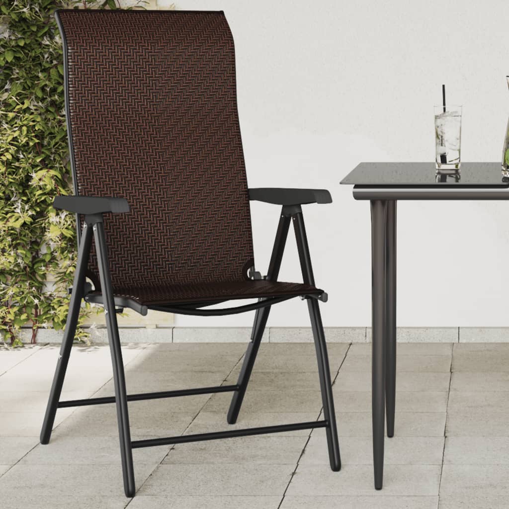 Klappstühle, 8 Stück, braunes Polyrattan