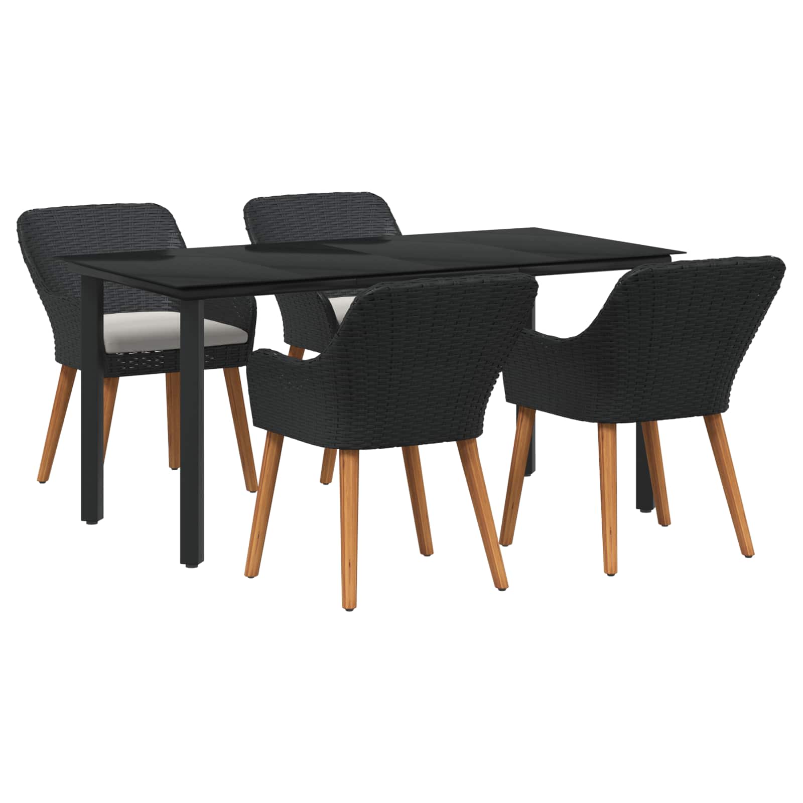 Garten Essgruppe 5 stk. Schwarz Poly-Rattan
