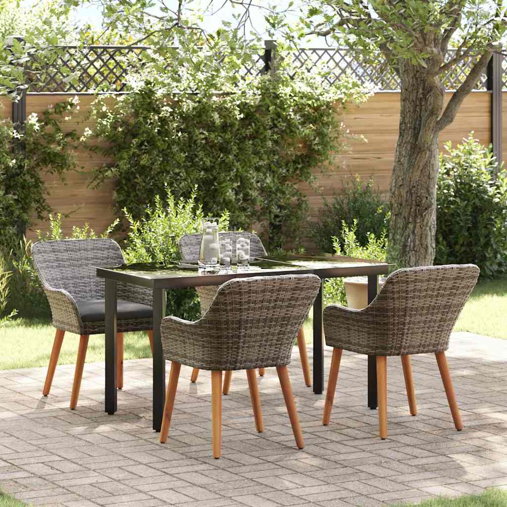 Garten Essgruppe 5 stk. Grau Poly-Rattan