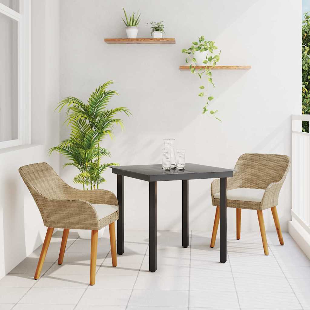 Garten Essgruppe 3 stk. Beige Poly-Rattan