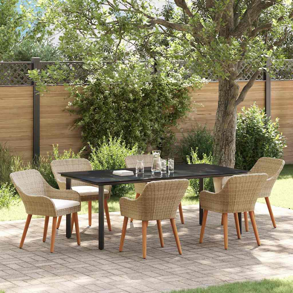 Garten Essgruppe 7 stk. Beige Poly-Rattan