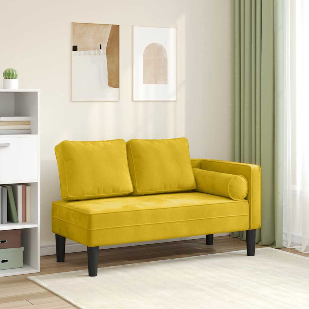 Chaiselongue mit Kissen Gelb Samt