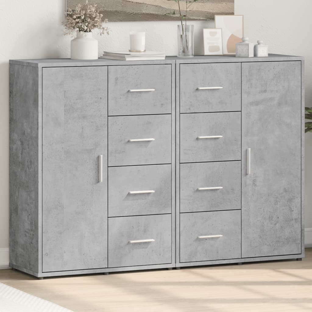 Sideboards 2 Stk. Betongrau 60x31x84 cm Holzwerkstoff