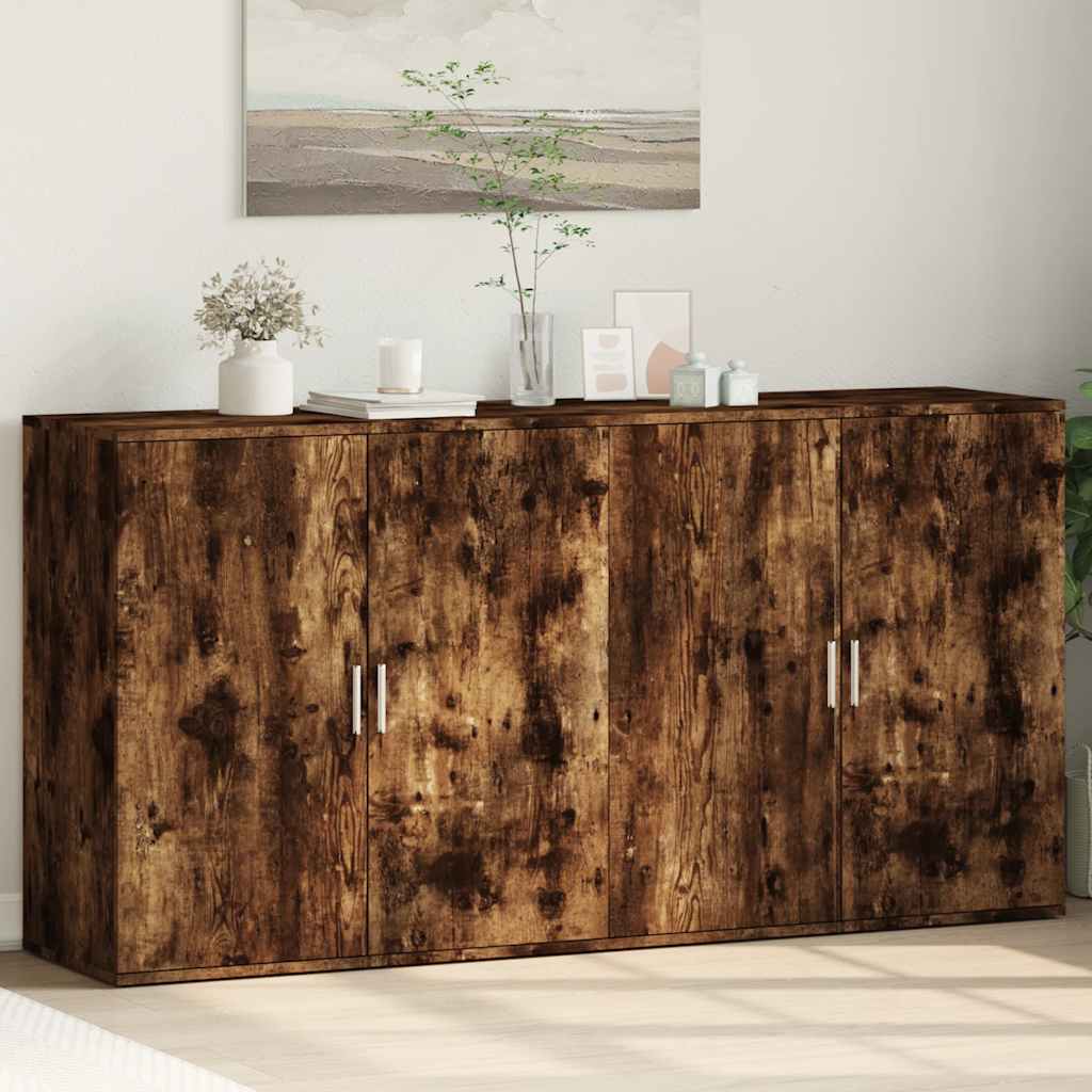Sideboards 2 Stk. Räuchereiche 79x38x80 cm Holzwerkstoff