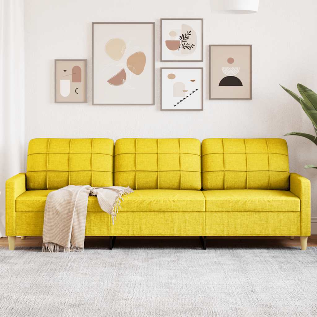 3-Sitzer-Sofa Hellgelb 210 cm Stoff