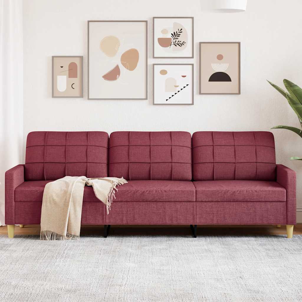 3-Sitzer-Sofa Weinrot 210 cm Stoff
