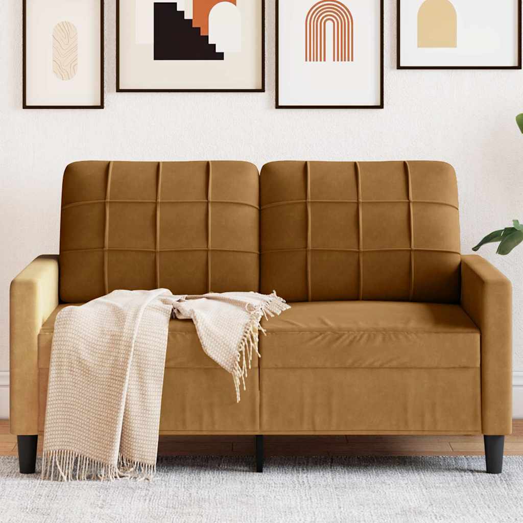 2-Sitzer-Sofa Braun 120 cm Samt