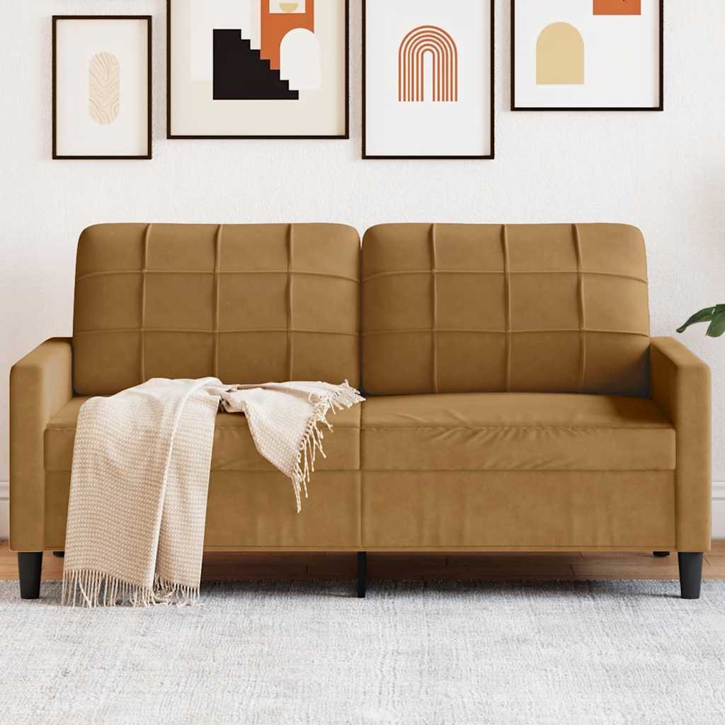 2-Sitzer-Sofa Braun 140 cm Samt