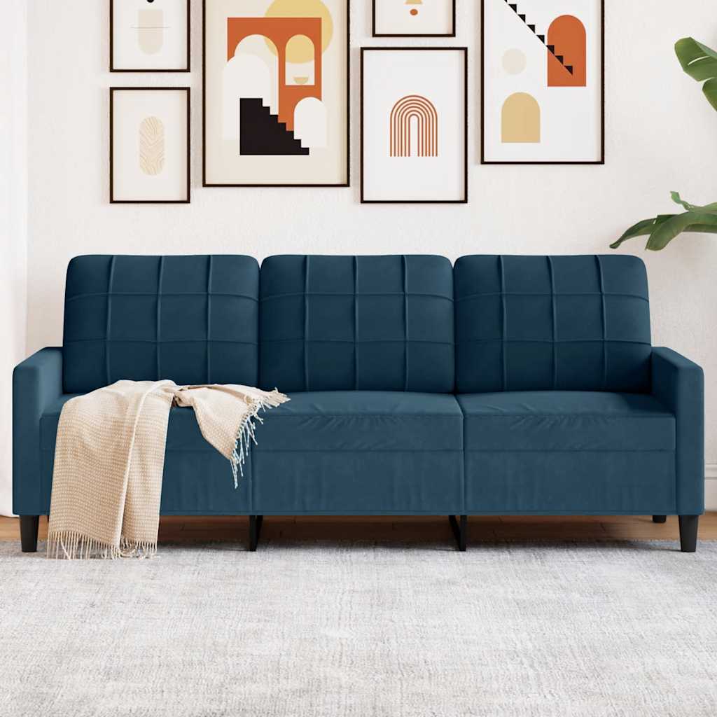 3-Sitzer-Sofa Blau 180 cm Samt