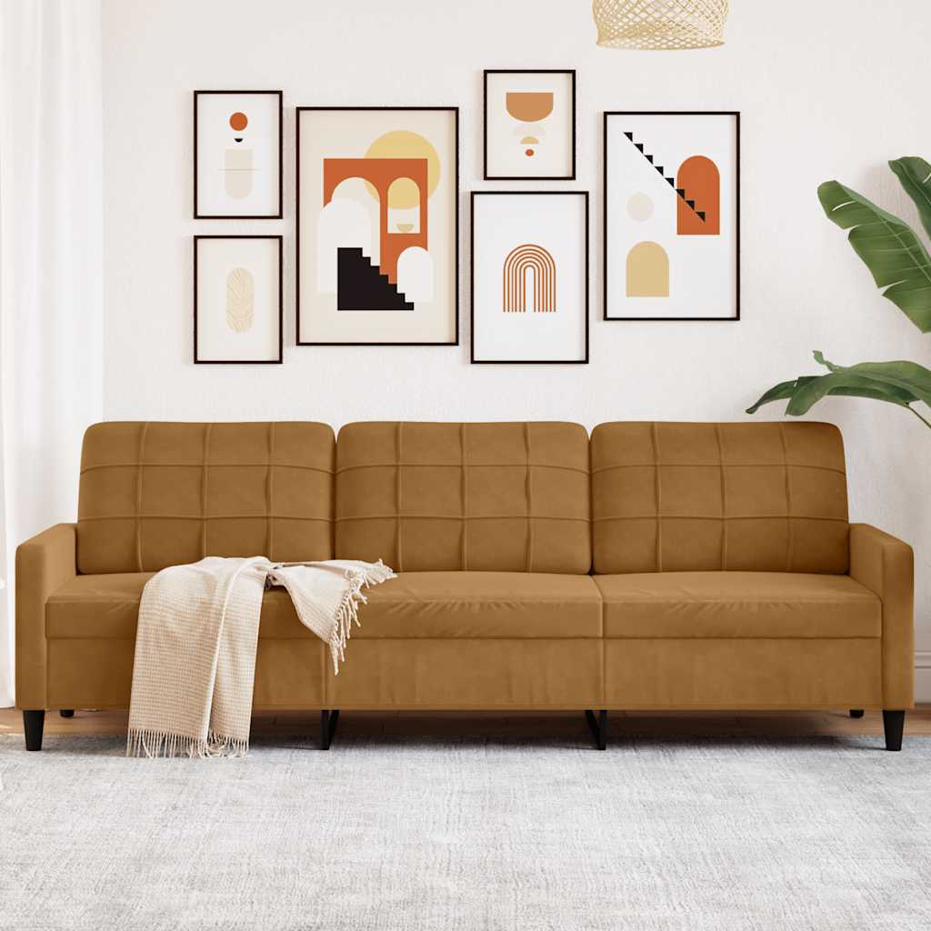 3-Sitzer-Sofa Braun 210 cm Samt