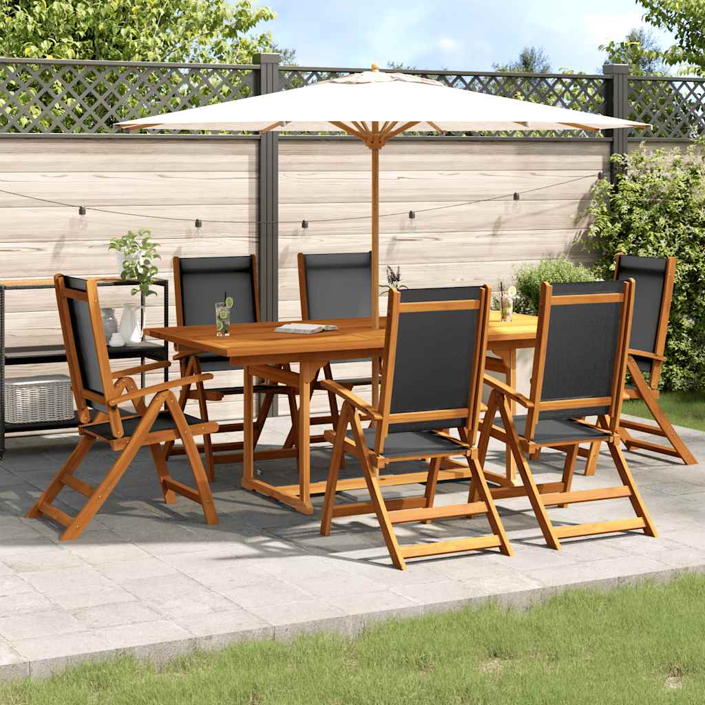 7-tlg. Garten-Essgruppe Massivholz Akazie und Textilene