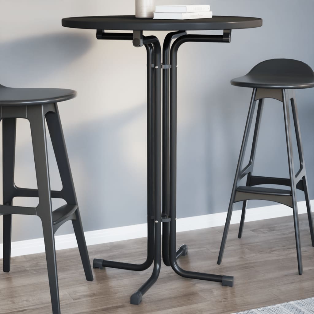 Bartisch Schwarz Ø80x110 cm Holzwerkstoff und Stahl
