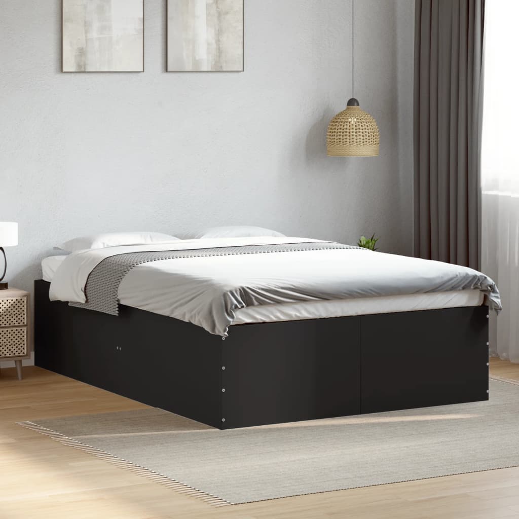 Bettgestell Schwarz 135x190 cm Holzwerkstoff