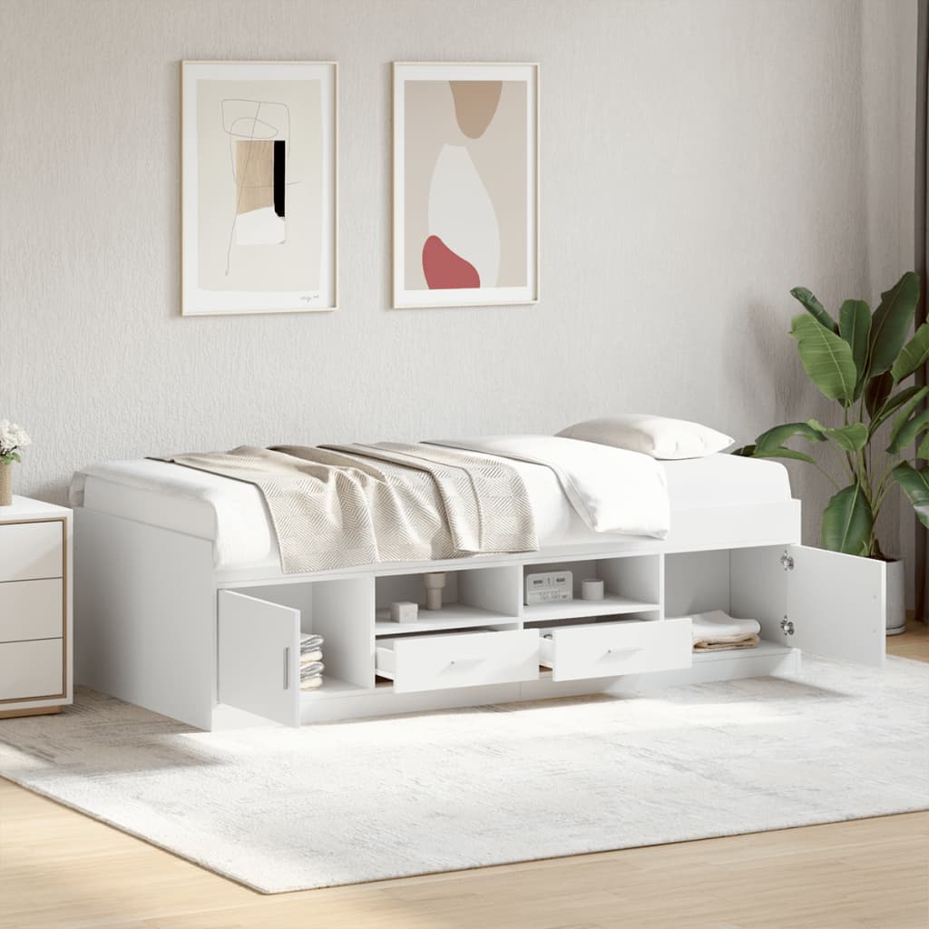 Tagesbett mit Schubladen ohne Matratze Weiß 90x200 cm