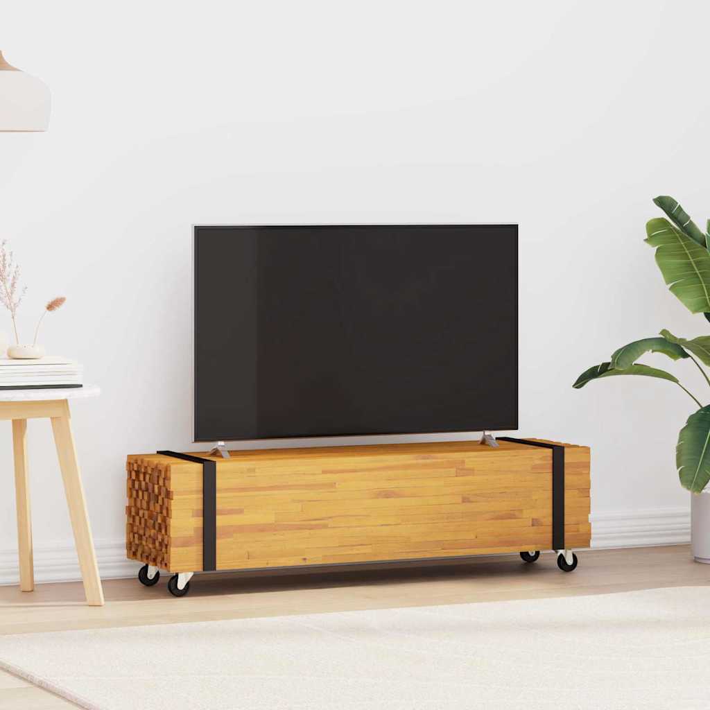 TV-Ständer 110 x 30 x 30 cm Braun Massivholz Teak