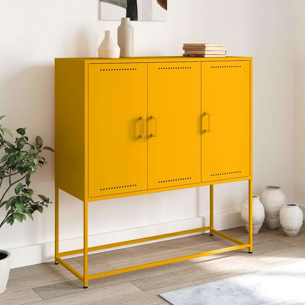 Highboard Senfgelb 100,5x39x107 cm Stahl
