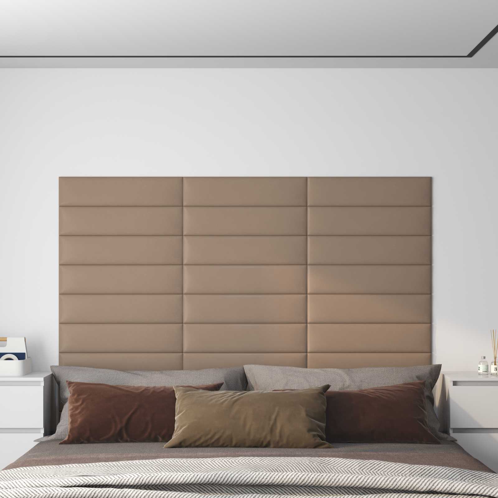 Wandkopfteilen 12 stk. 60 x 15 cm Cappuccino Stoff