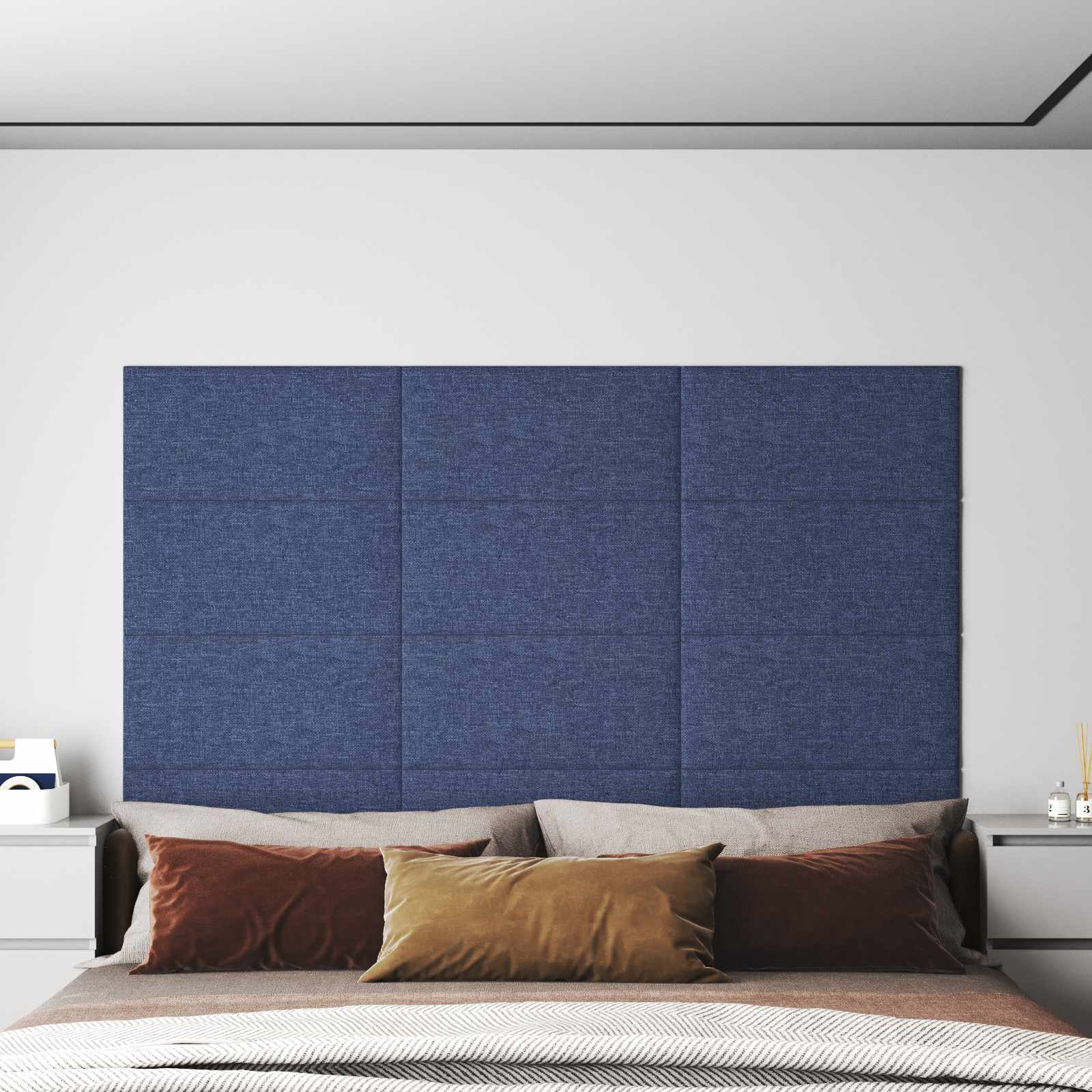 Wandkopfteilen 12 stk. 60 x 30 cm Blau Stoff