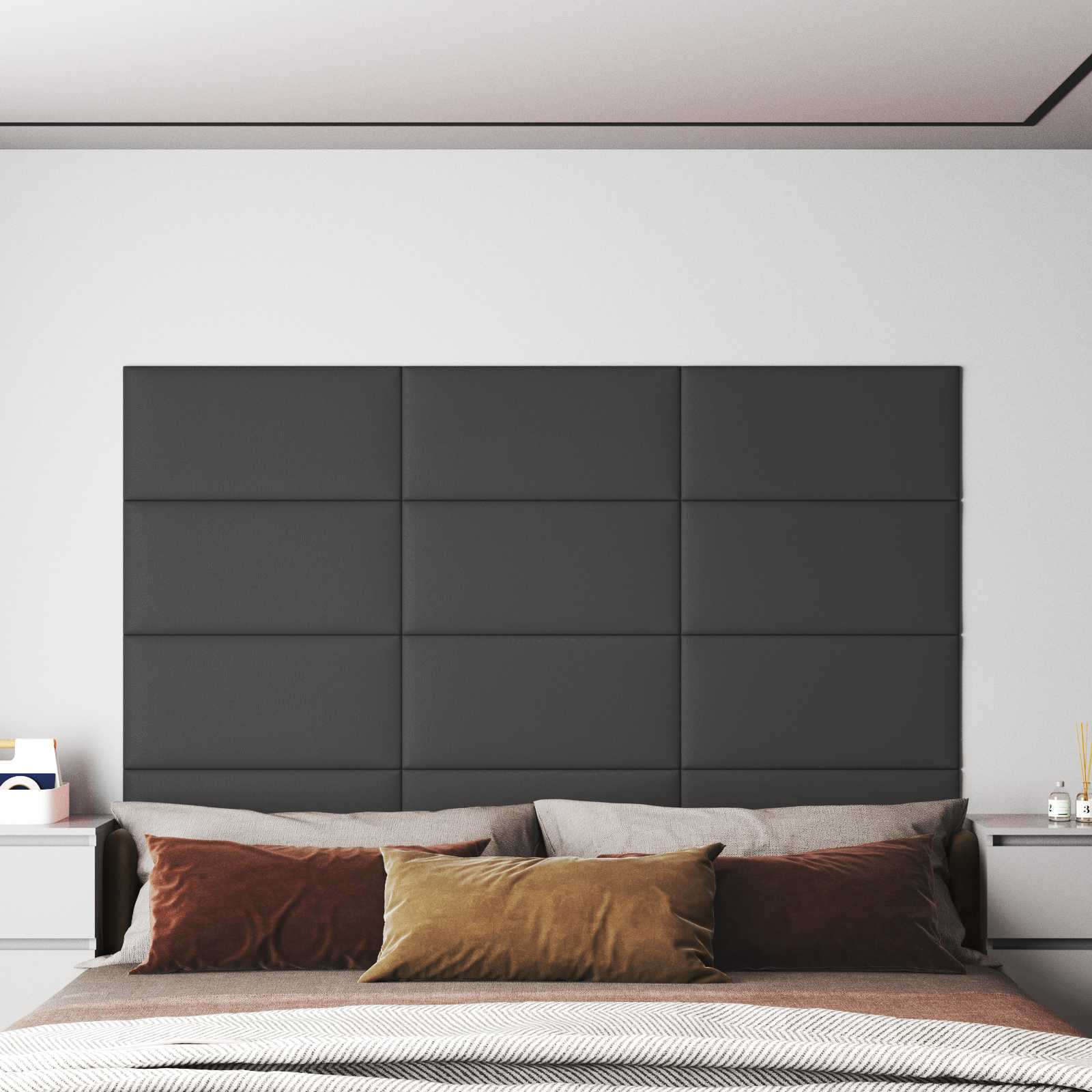 Wandkopfteilen 12 stk. 60 x 30 cm Grau Stoff