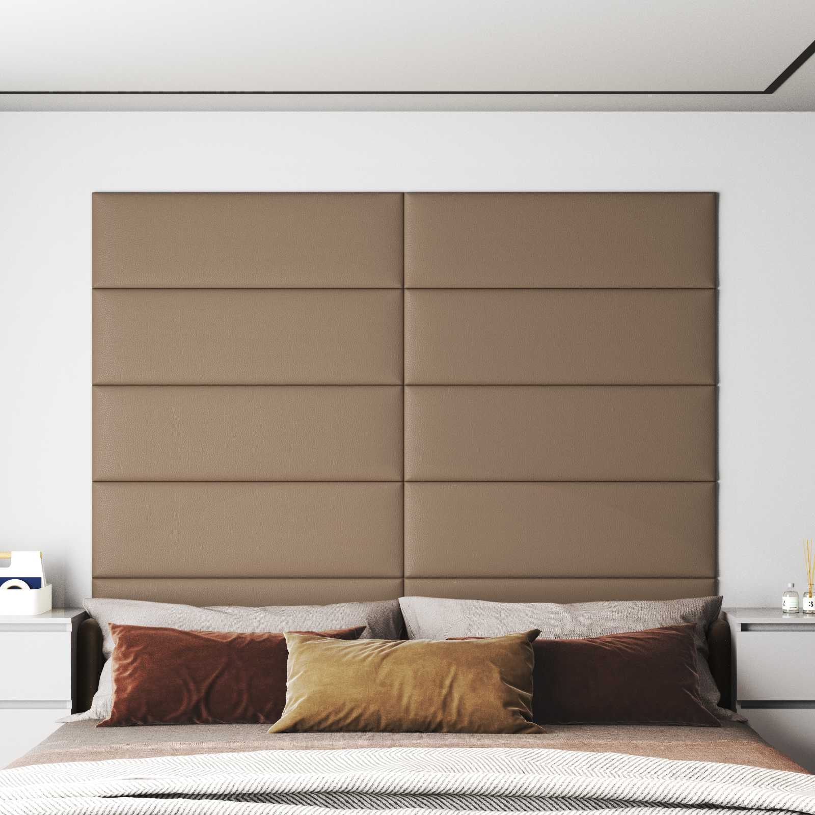 Wandkopfteilen 12 stk. 90 x 30 cm Cappuccino Stoff