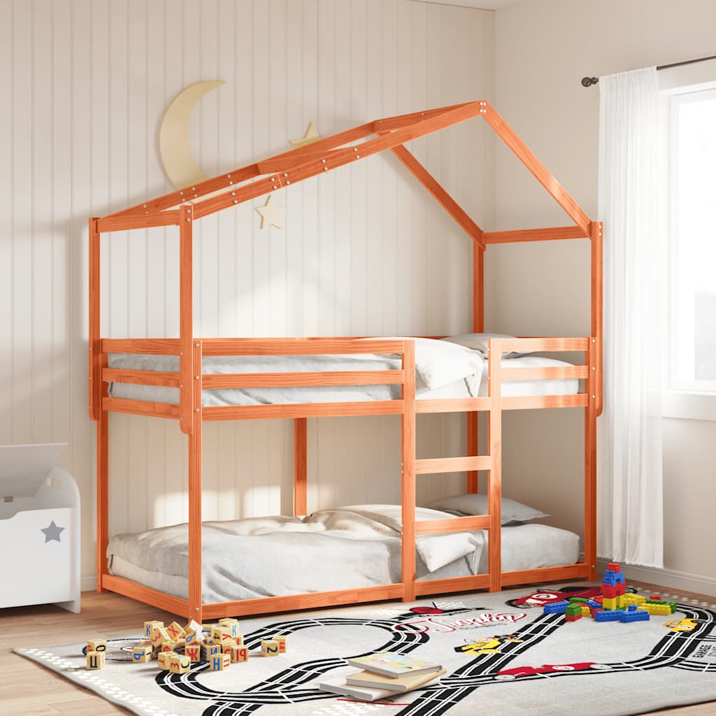 Dach für Kinderbett Wachsbraun 203x95,5x142cm Massivholz Kiefer