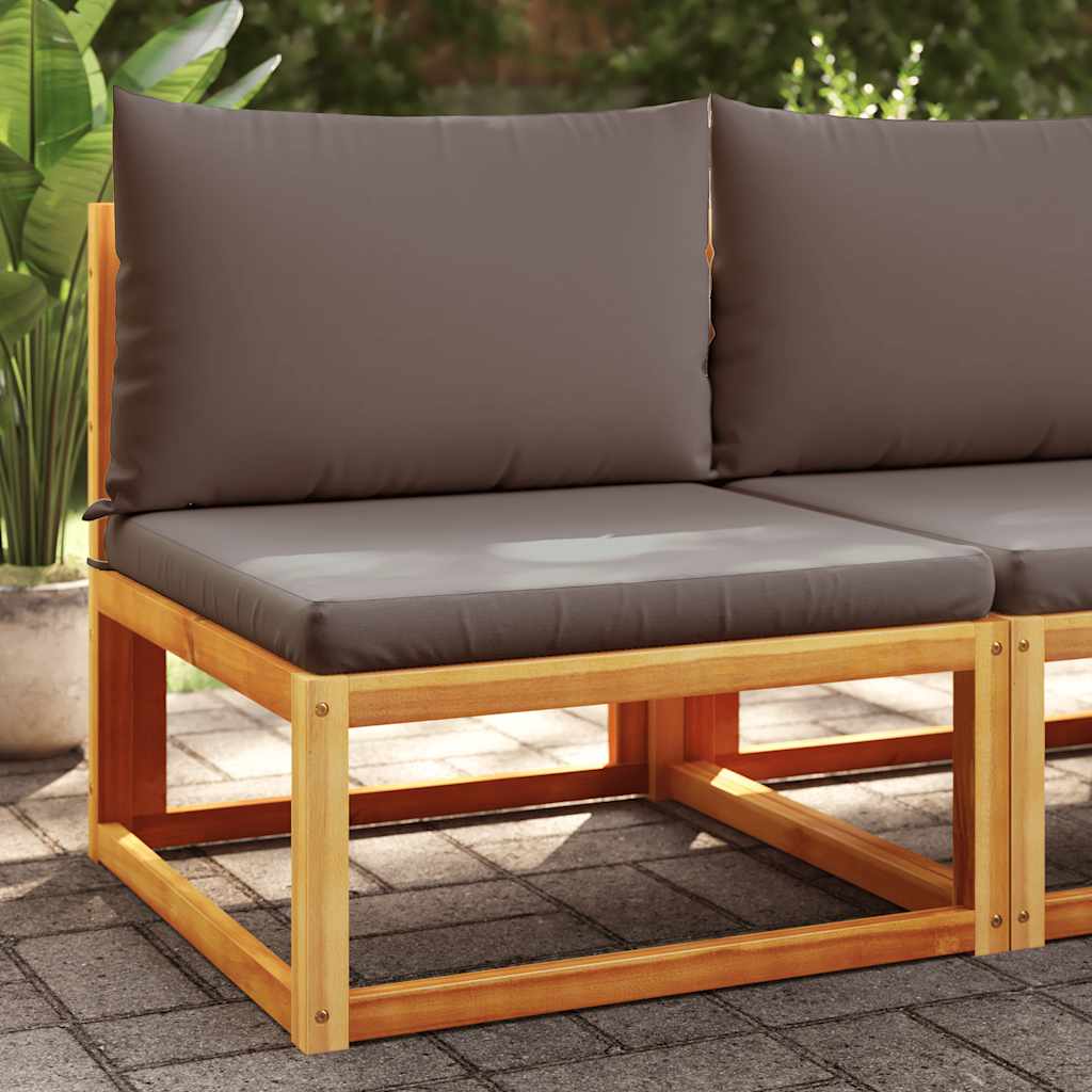 Gartensofa ohne Armlehnen mit Kissen Holz Akazie & Rattan