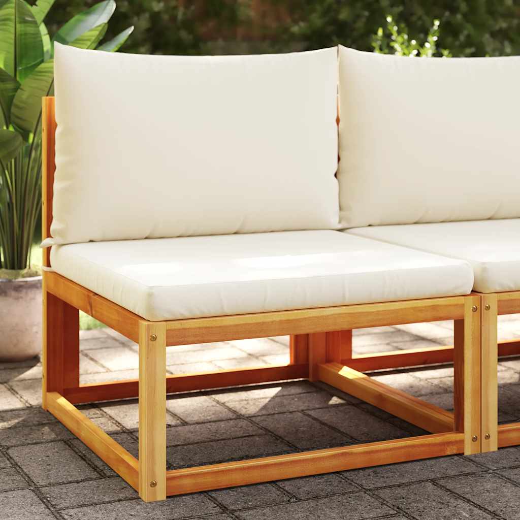 Gartensofa ohne Armlehnen mit Kissen Holz Akazie & Rattan