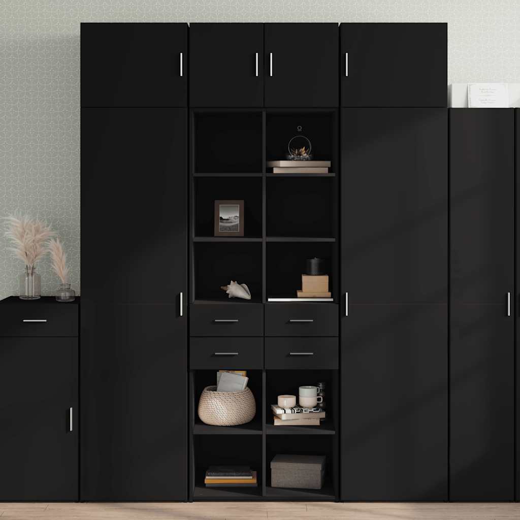 Highboard Schwarz 70x42,5x185 cm Holzwerkstoff